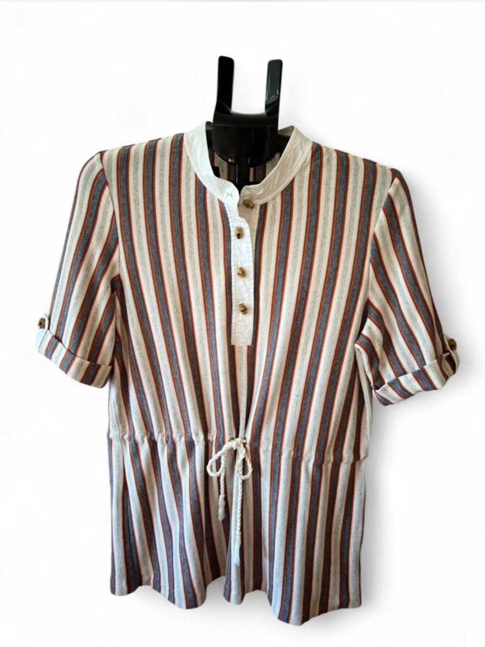 Tory Burch striped button-up blouse with tie waist
